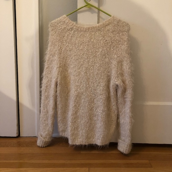 Fuzzy white anthro sweater - Picture 2 of 4